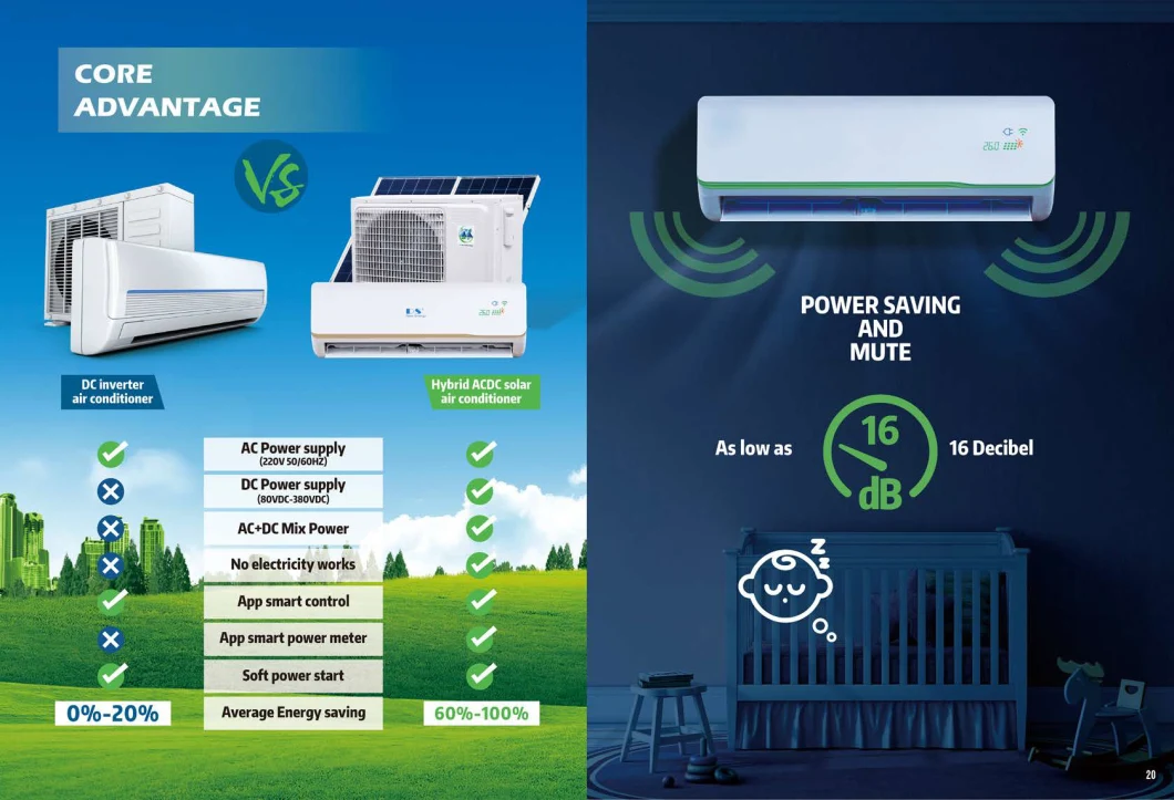 as off-Grid Energy Saving 48V Acdc Solar Air Conditioners and Solar Panel